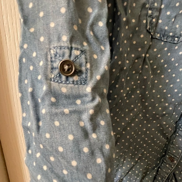 Tinsel Chambray Style Polka Dot Button Down Shirt - Picture 4 of 8